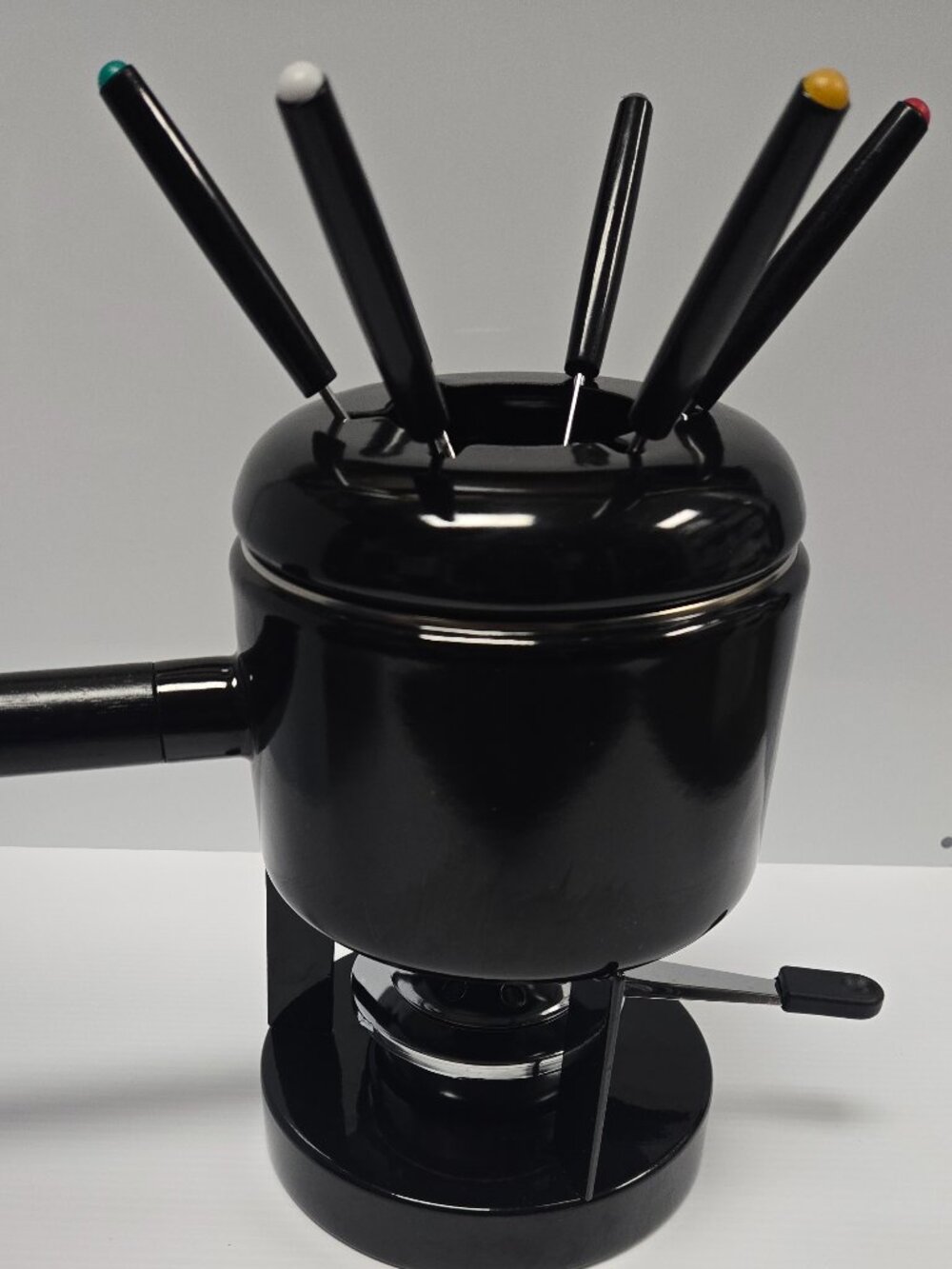 Roshco Porcelain Enamel Fondue Pot 10 Piece Set 58901BK